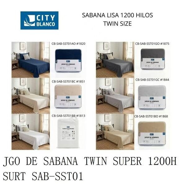 JUEGO DE SABANA TWIN SUPER 1200H BLA SAB-SST01BB-12 JUECB11813